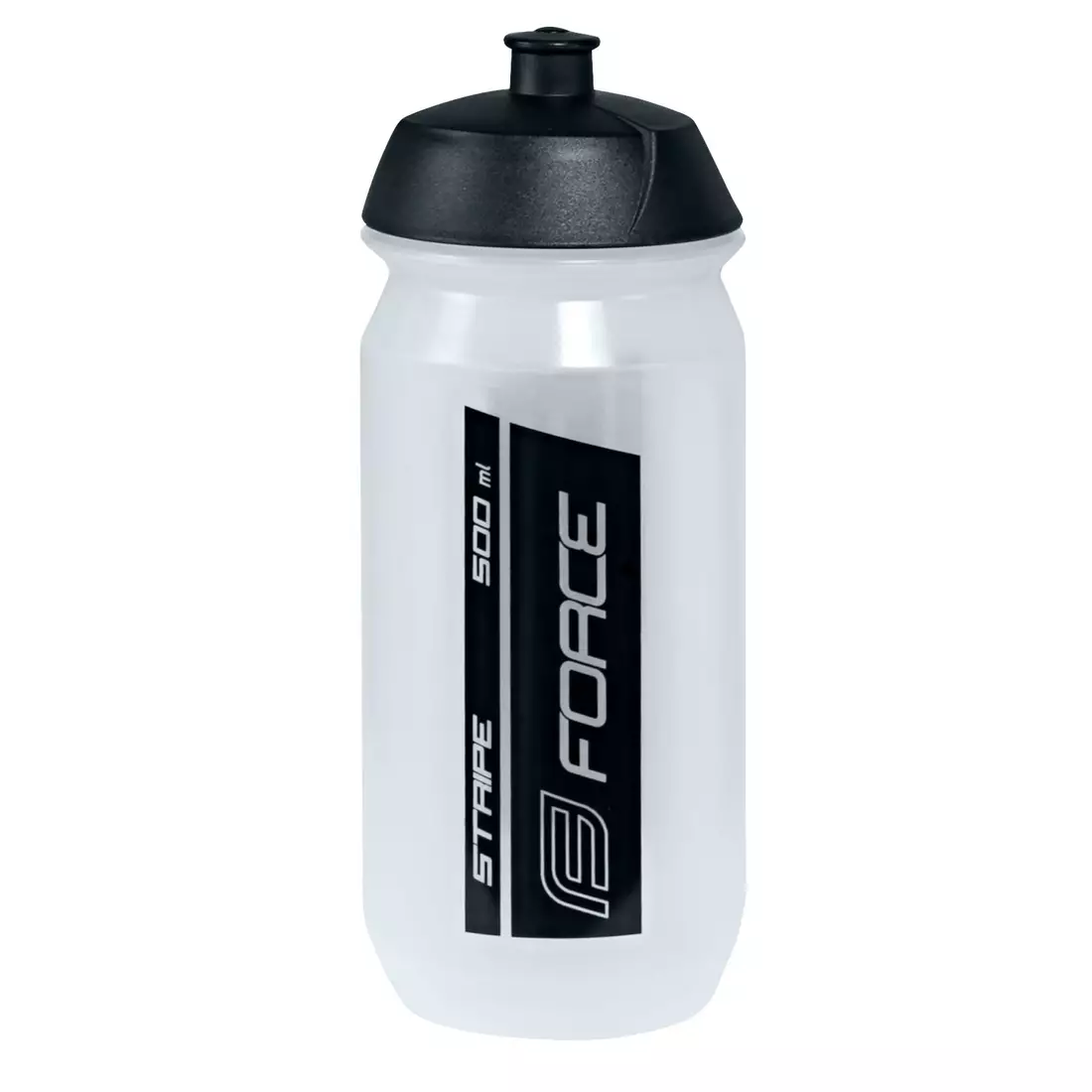 FORCE bicycle bottle stripe 0,5l transparent-black 251952