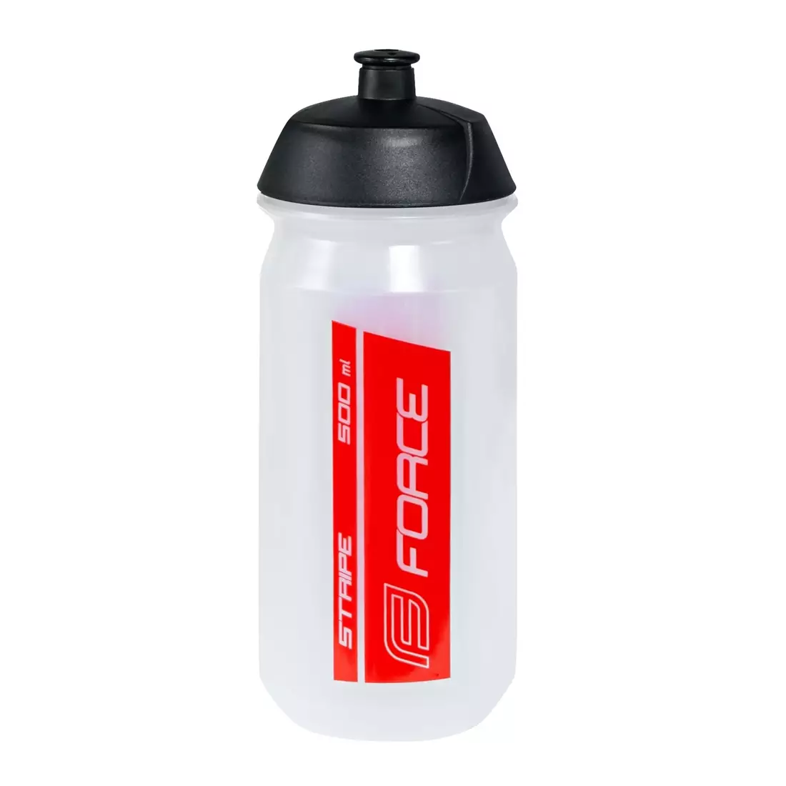FORCE bicycle bottle stripe 0,5l transparent-red 251955