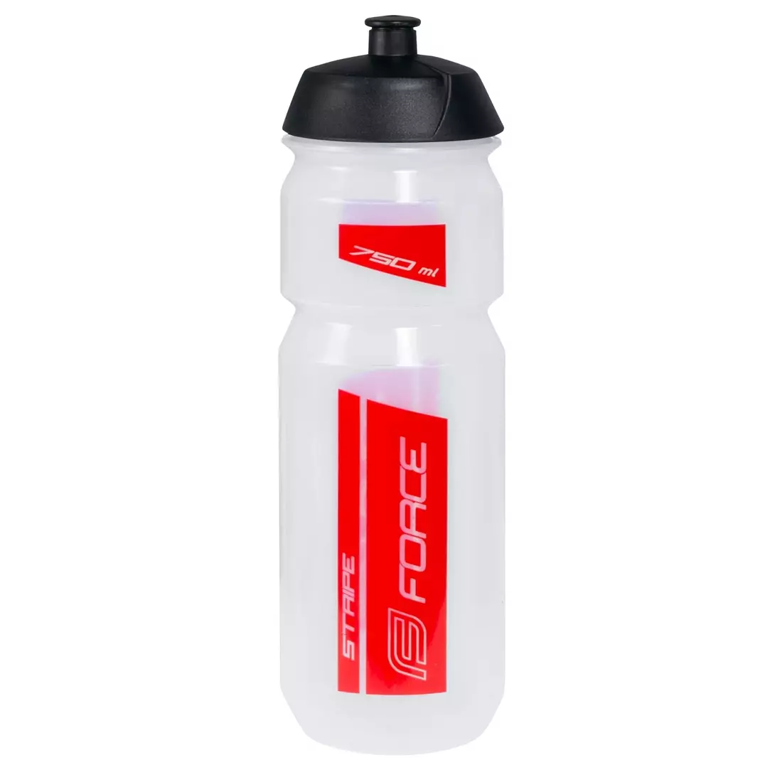 FORCE bicycle bottle stripe 0,75l transparent red 251985