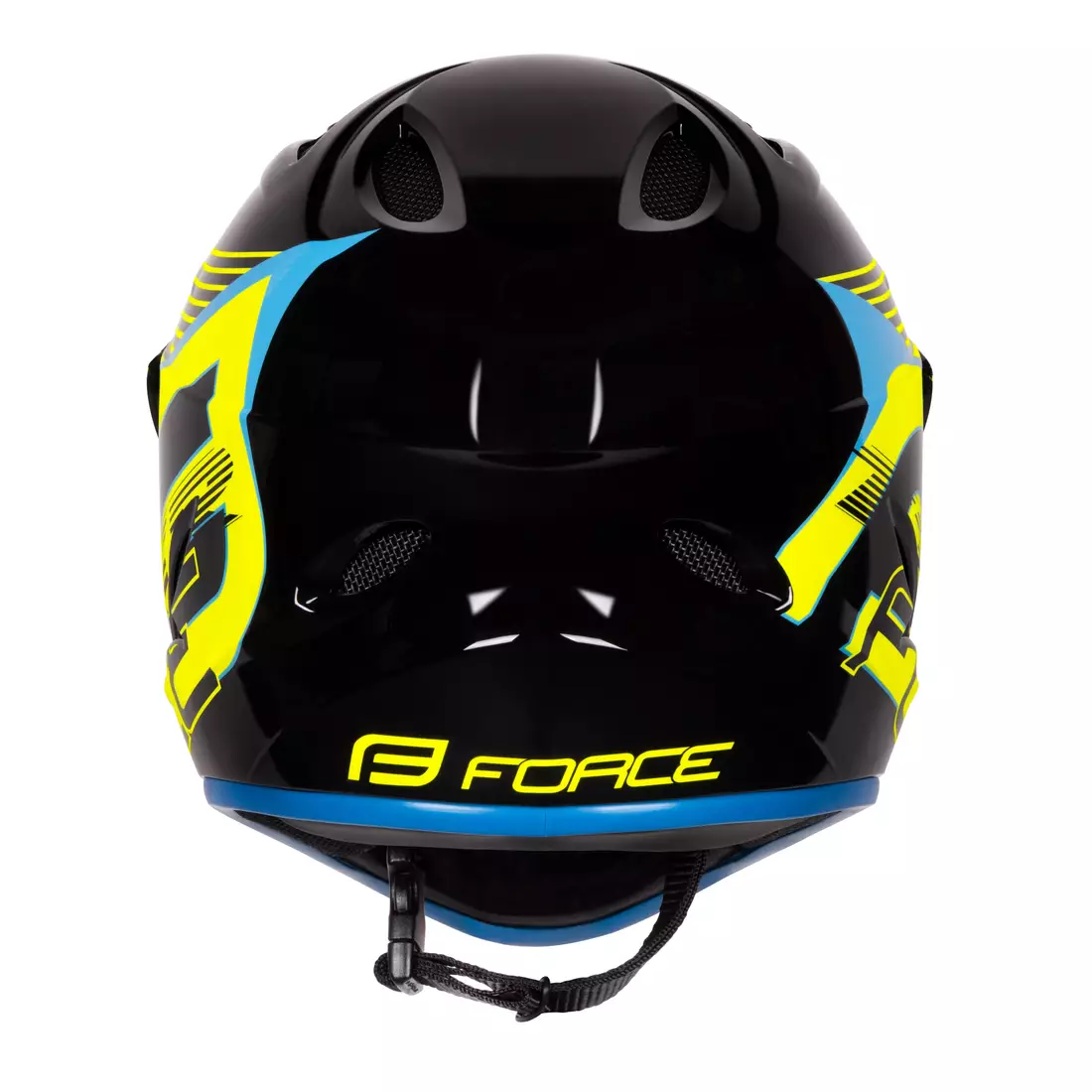 FORCE bicycle helmet TIGER downhill, black-fluorine-blue 902104