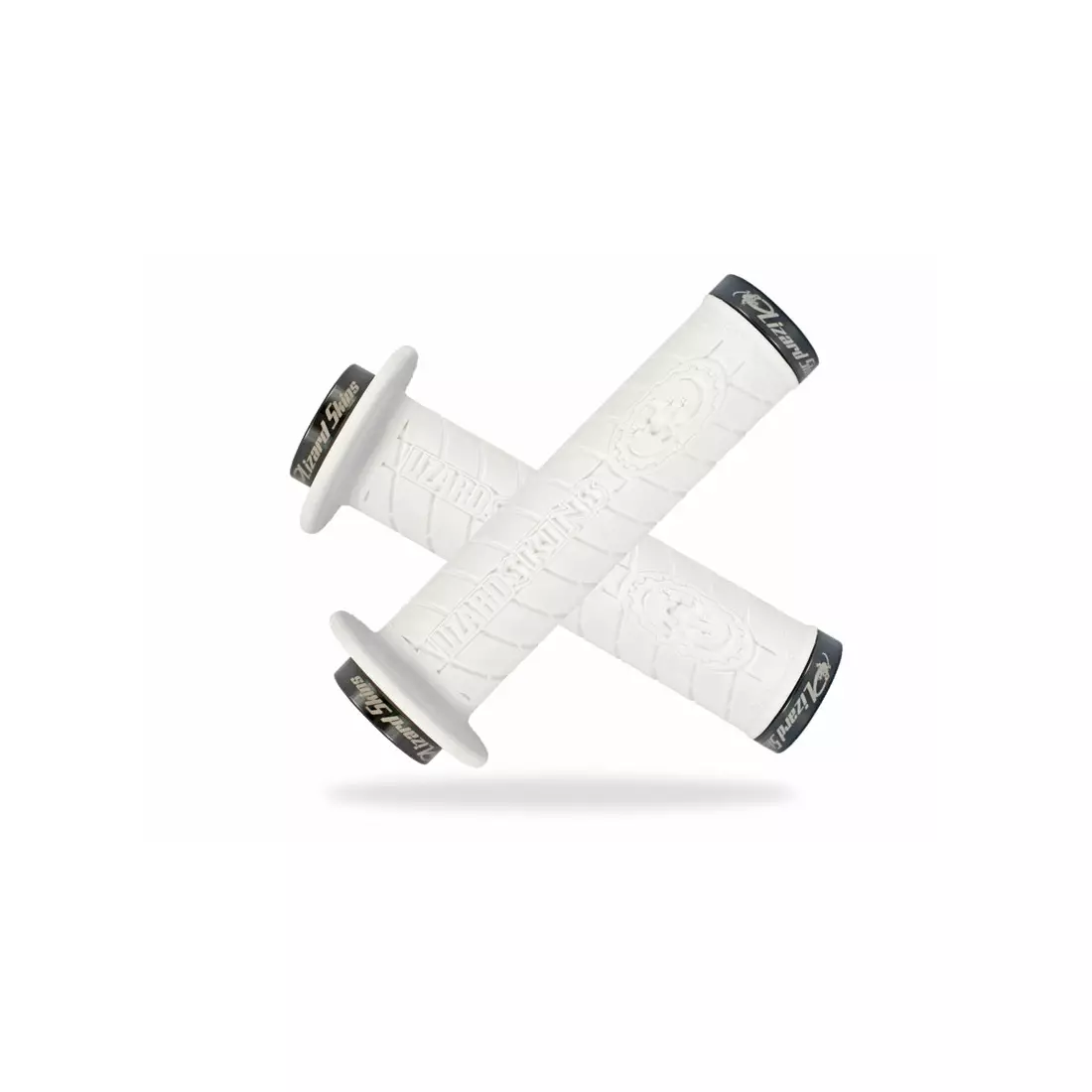 LIZARDSKINS bicycle handlebar grips with clamps logo flange lock-on 120mm white LZS-LOFDS200
