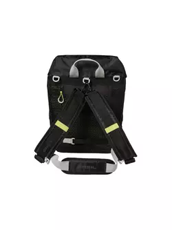 Single travel pannier / backpack BASIL MILES DAYPACK 17L, Hook-On System hook fastening, waterproof polyester, black BAS-17750