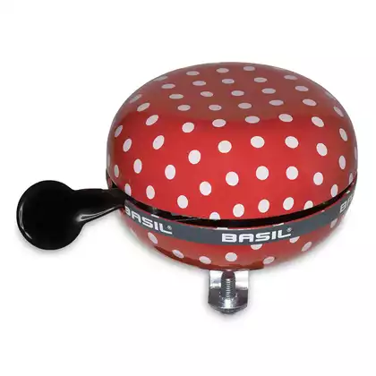 Bicycle bell BASIL BIG BELL POLKADOT 80mm, red/white dots BAS-50396