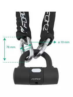 FORCE bicycle lock chain 100cm/10mm 49150