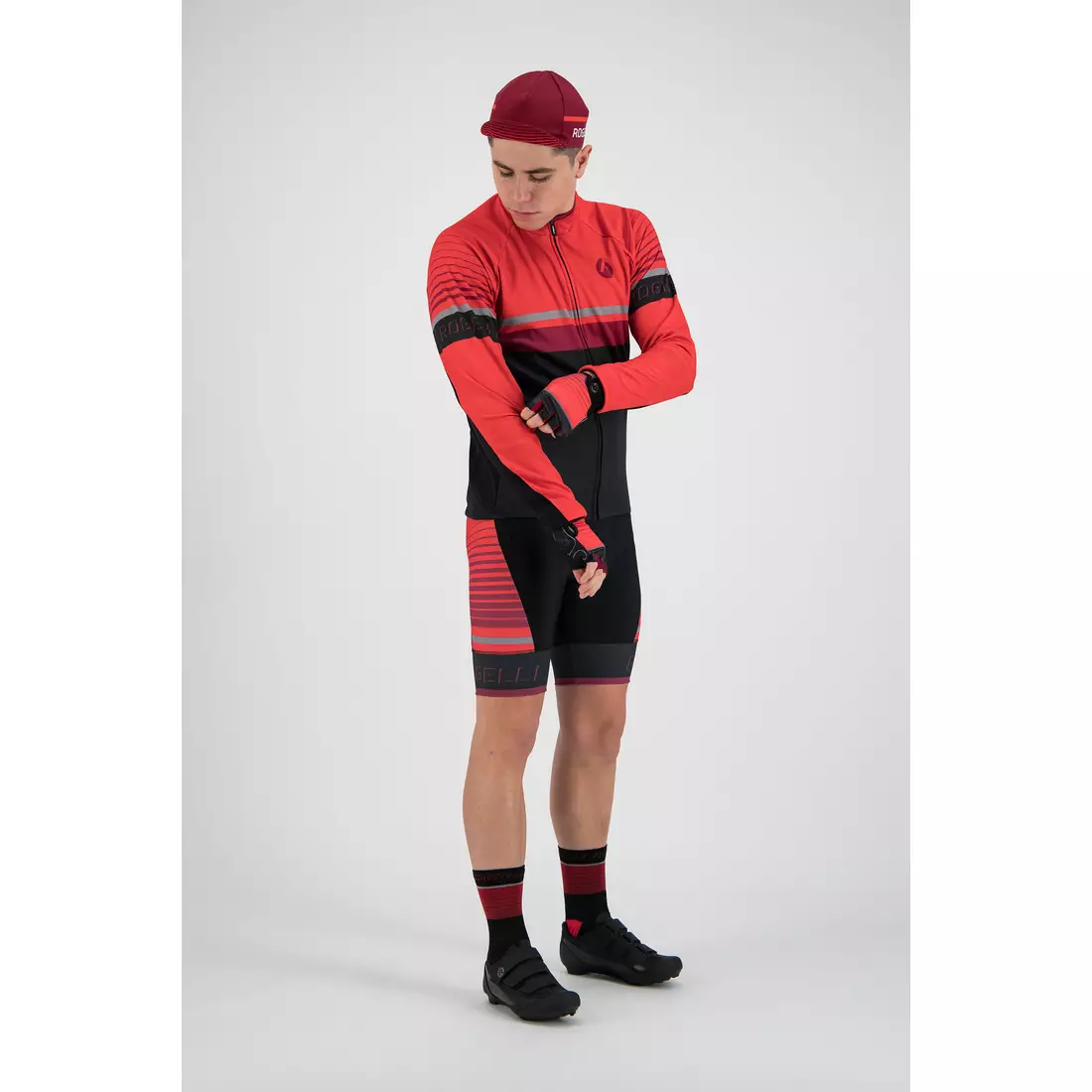 Rogelli HERO 001.267 Men bicycle sweatshirt Black/ Red/ Bordoux