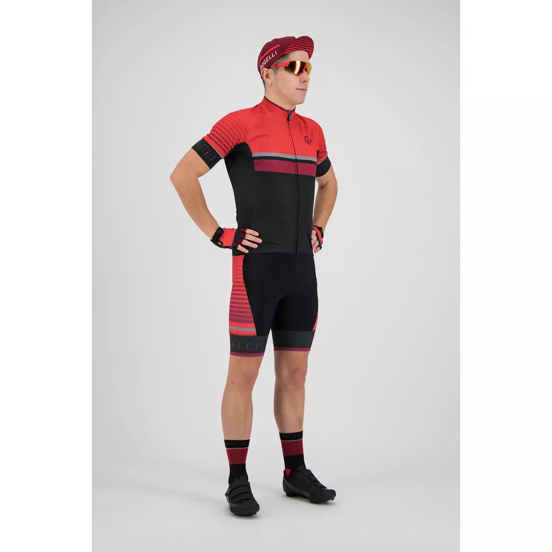 Rogelli HERO Men bicycle t-shirt Black/Red/Bordoux 001.263