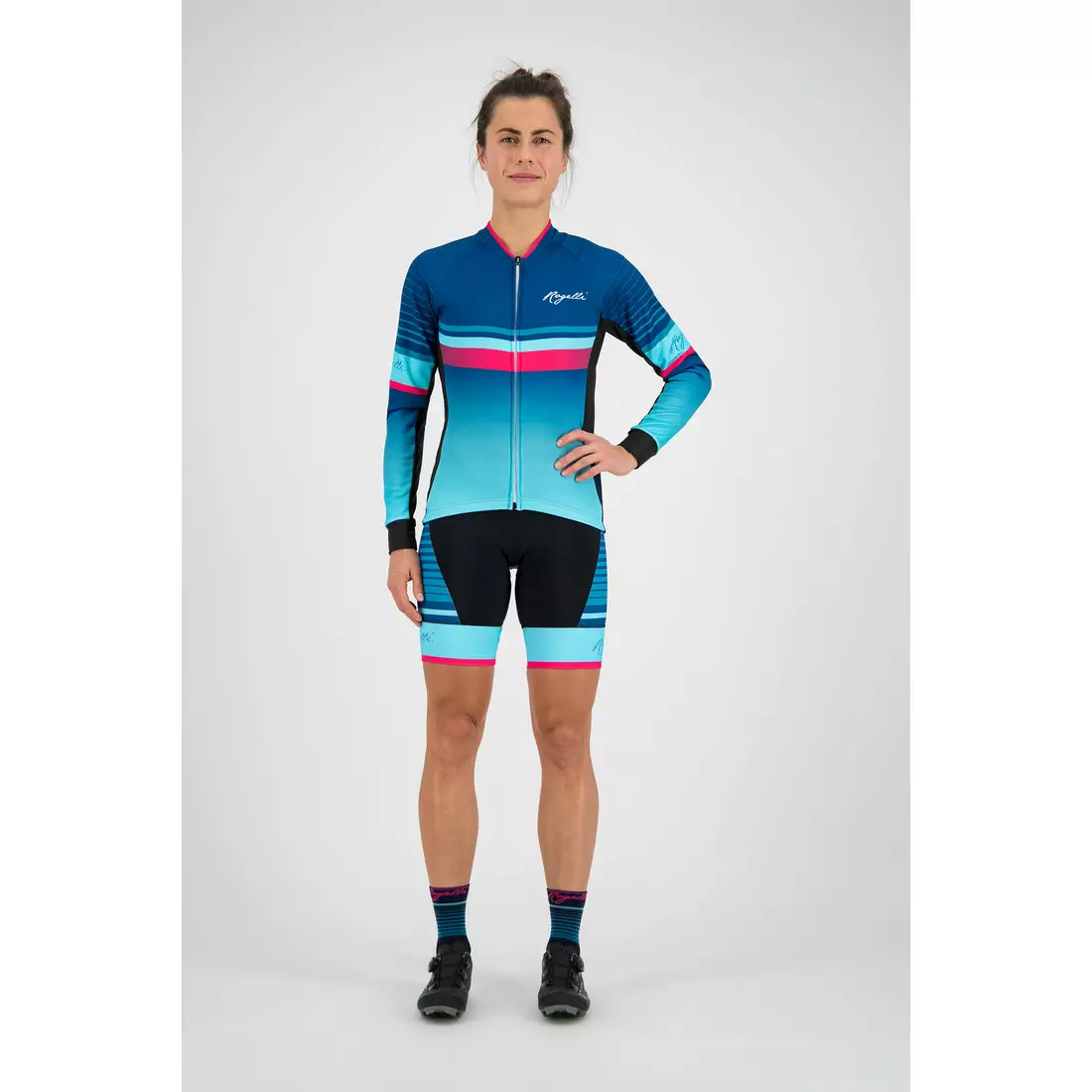Rogelli Impress 010.190 Women bicycle sweatshirt Blue/Rose