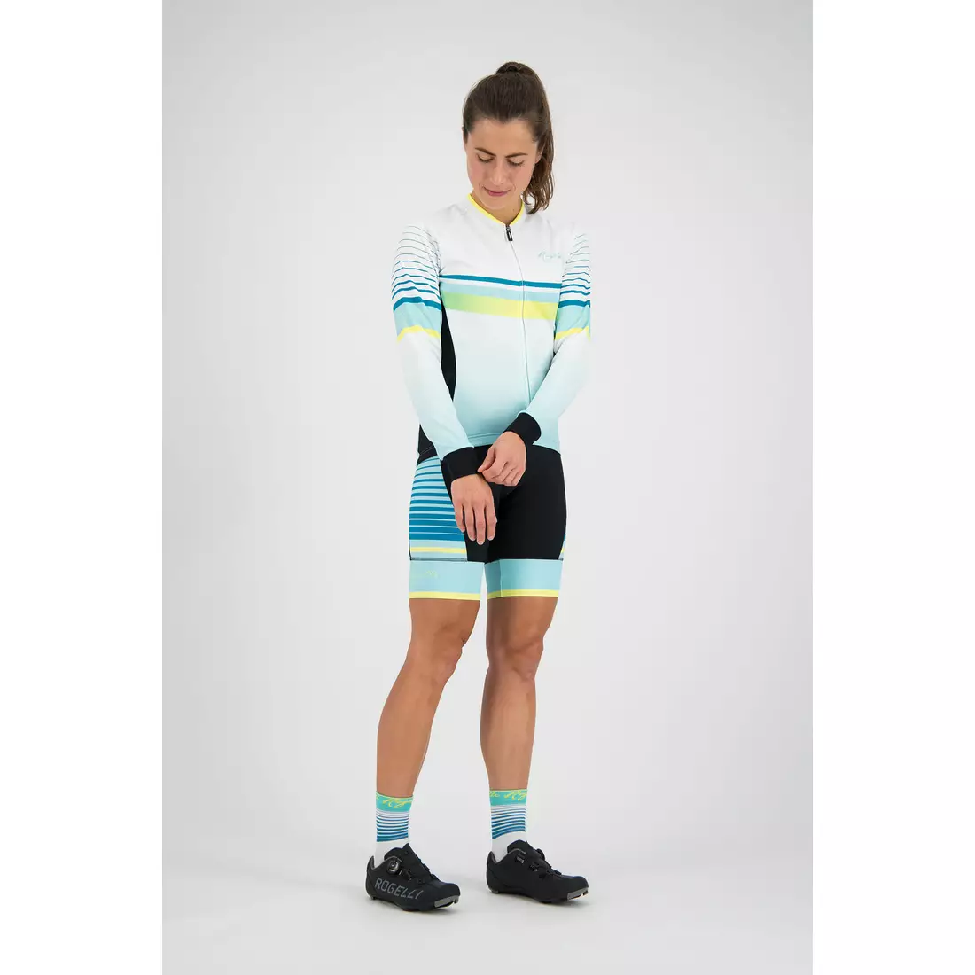 Rogelli Impress 010.193 Women bicycle sweatshirt Turquoise/Yellow