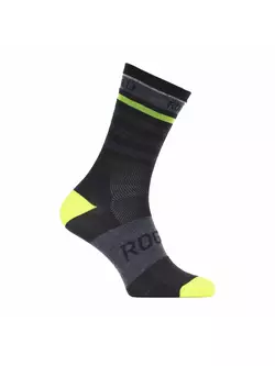 Rogelli MIDNIGHT RCS-13 bicycle socks 007.148 Black/Fluo yellow
