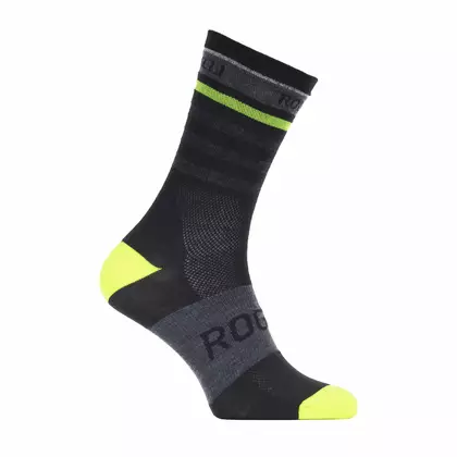 Rogelli MIDNIGHT RCS-13 bicycle socks 007.148 Black/Fluo yellow