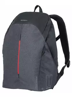 BASIL B-SAFE BACKPACK NORDLICHT 18L, Bicycle backpack, Hook-On System hook mount, graphite black + Lighting BAS-17775