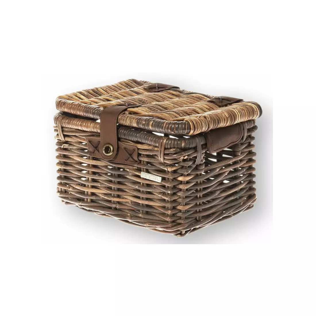 BASIL DENTON S Front rack basket with lid, natural rattan bronze BAS-13060