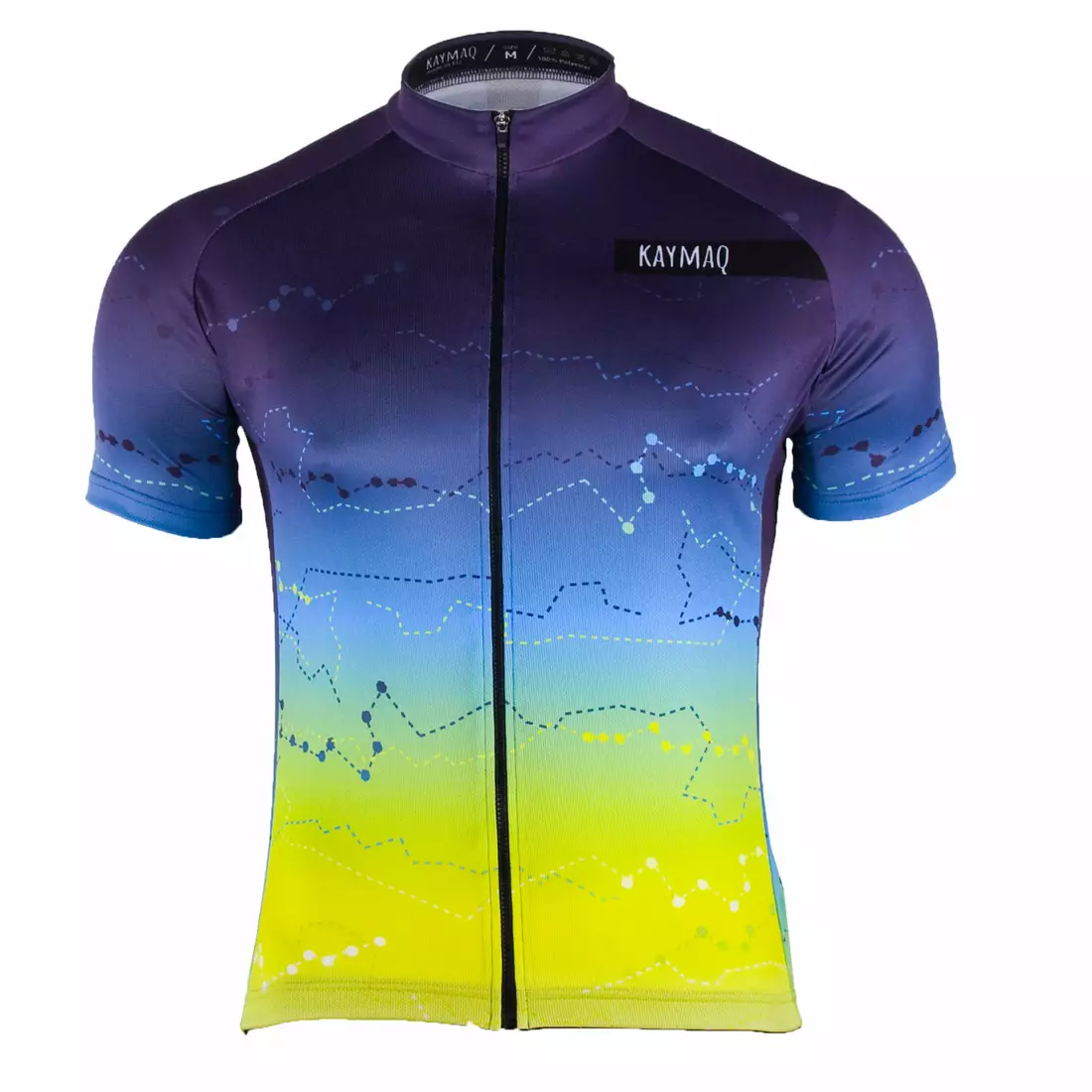 KAYMAQ M23 men's short sleeve cycling jersey blue-fluo yellow