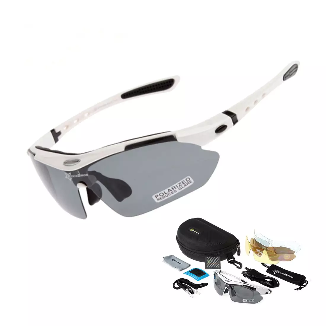 RockBros 10002 bicycle / sports goggles with polarized 5 interchangeable lenses white