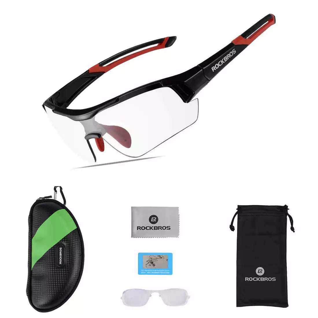 Rockbros 10112 bicycle / sports glasses with photochrome black and red