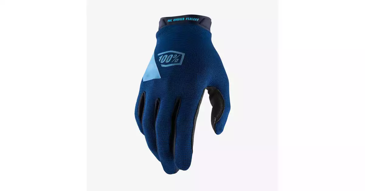 10018 100% Percent Ridecamp Full Finger Cycling Glove Navy - M 