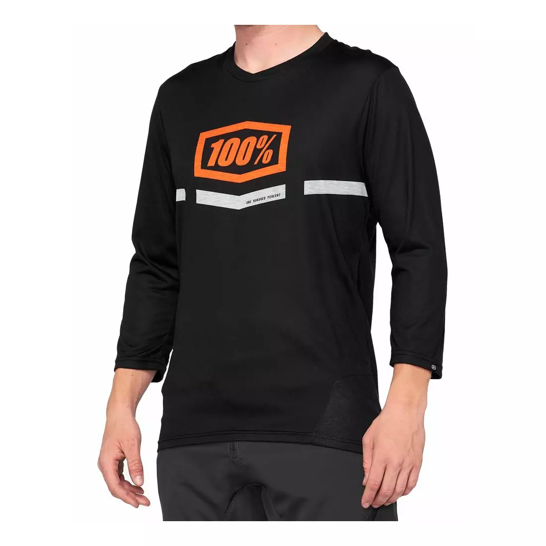 100% men's sleeve shirt 3/4 airmatic black orange STO-41313-260-10