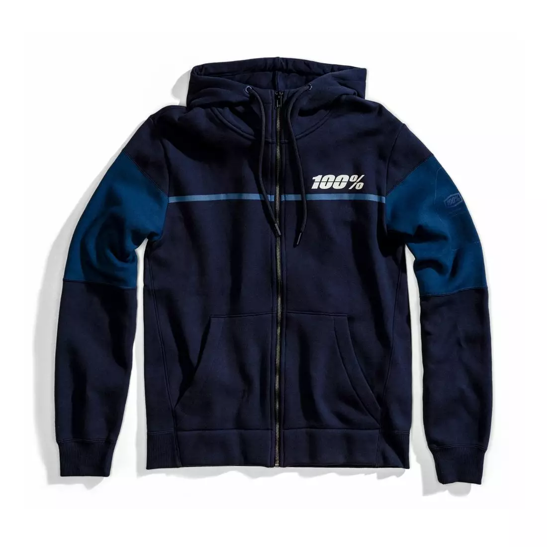 100% men's sports sweatshirt emissary hooded zip navy STO-36029-015-10