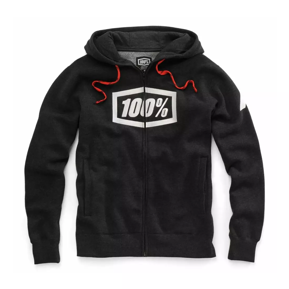 100% men's sports sweatshirt syndicate hooded zip black heather white STO-36017-181-10
