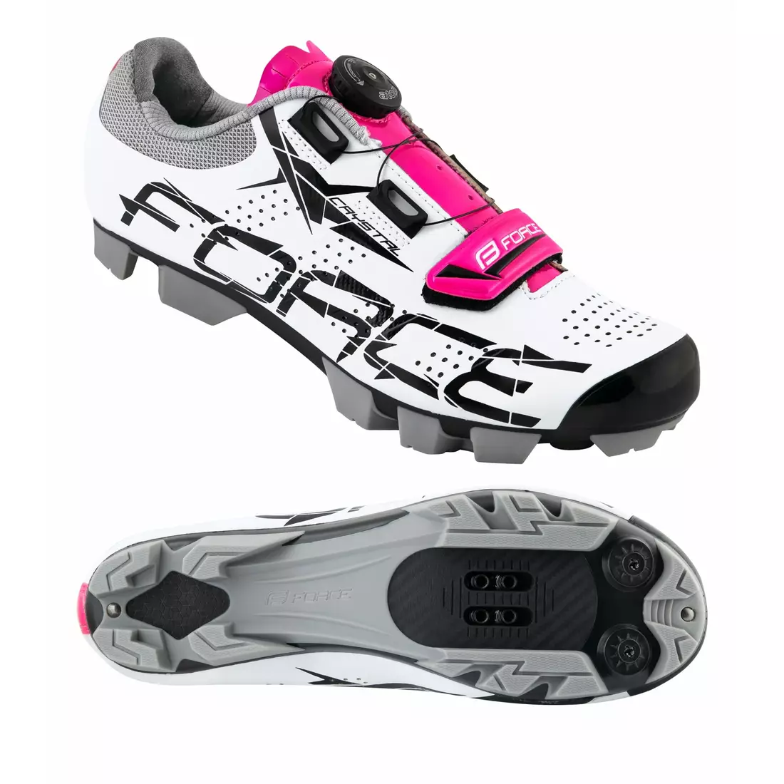 FORCE MTB CRYSTAL women bicycle shoes, white-pink 9407238