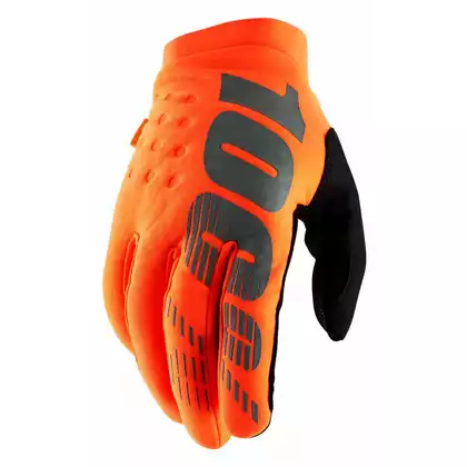 Rękawiczki 100% BRISKER Glove fluo orange black roz. L (długość dłoni 193-200 mm) (NEW) STO-10016-260-12