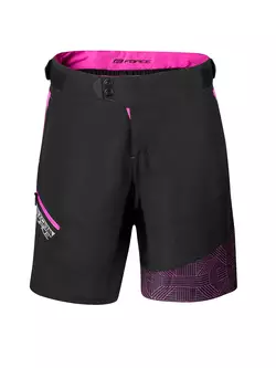 FORCE STORM Women's MTB cycling shorts 2in1 black-pink 900241
