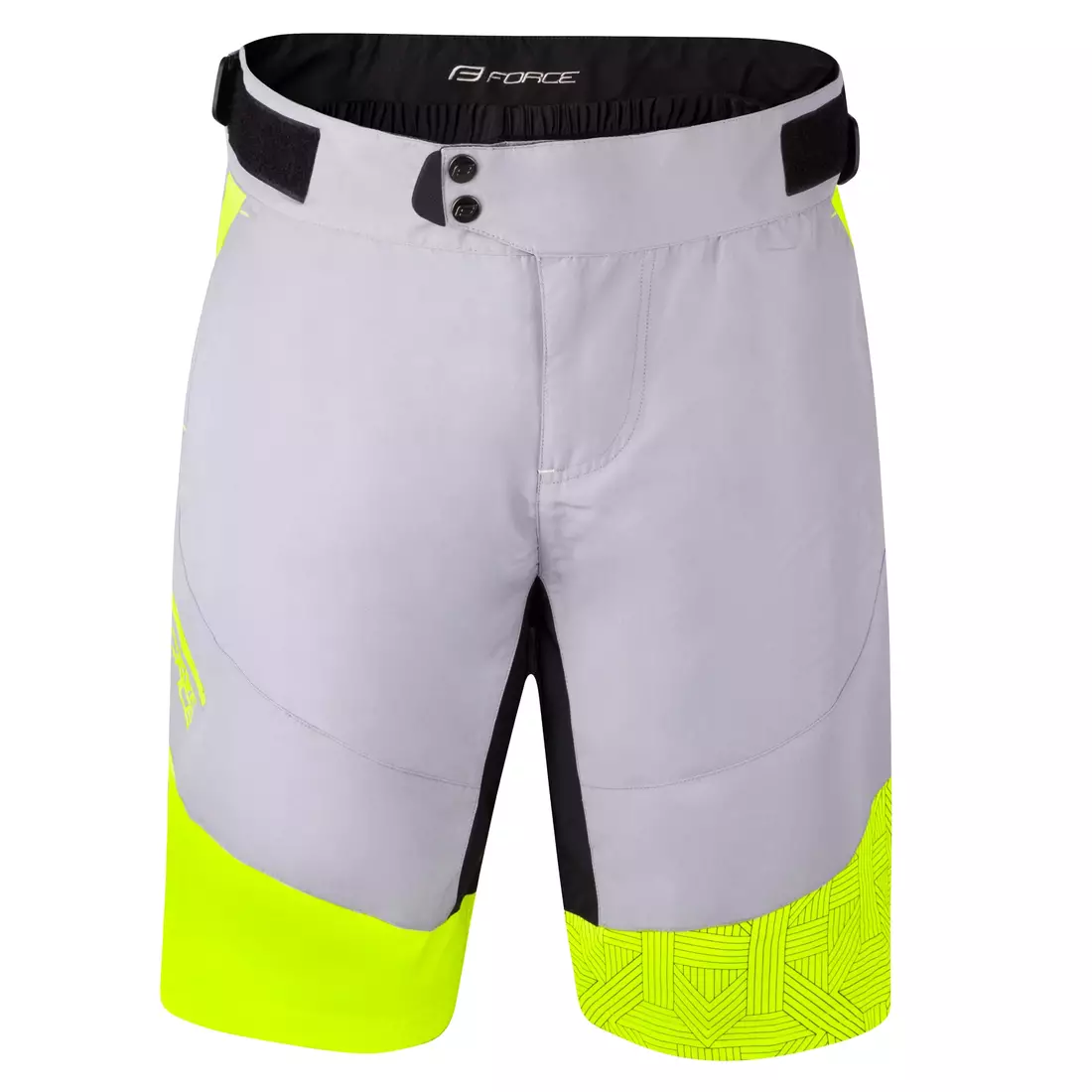 FORCE STORM men's MTB cycling shorts 2in1 gray-fluor yellow 900342