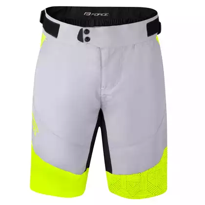 FORCE STORM men's MTB cycling shorts 2in1 gray-fluor yellow 900342