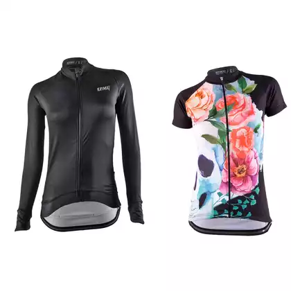 [Zestaw] KAYMAQ BDK002 women's cycling jersey black + KAYMAQ WaterColorSkull women's cycling short sleeve jersey
