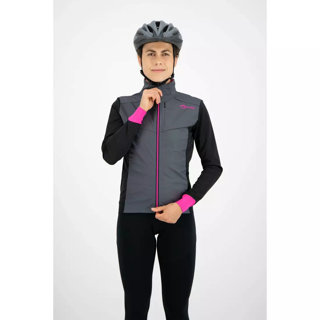 ROGELLI CONTENTA women lightweight winter bicycle jacket, grey-pink
