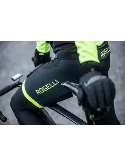 ROGELLI FUSE men's insulated bicycle pants on a brace, black- fluoride yellow