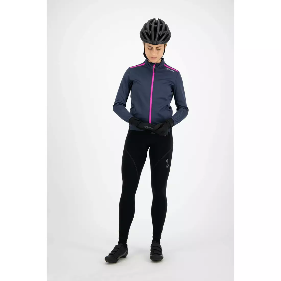 ROGELLI PESARA women winter bicycle jacket softshell, dark blue-pink