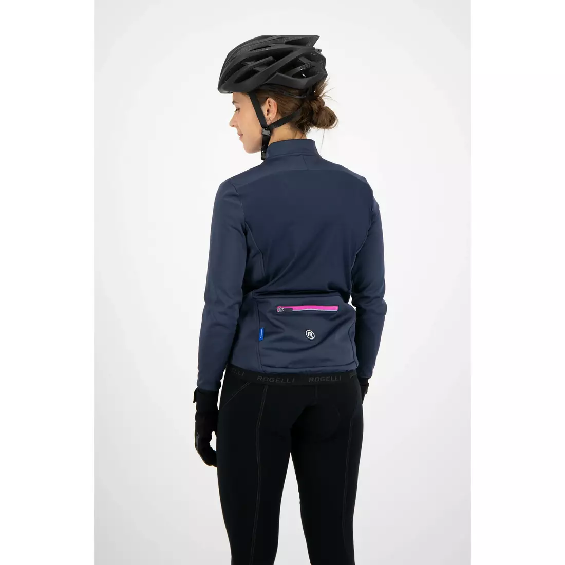 ROGELLI PESARA women winter bicycle jacket softshell, dark blue-pink