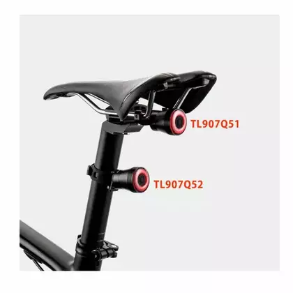 Rockbros rear bicycle light 60 lum LED USB for saddle / seatpost TL907Q50