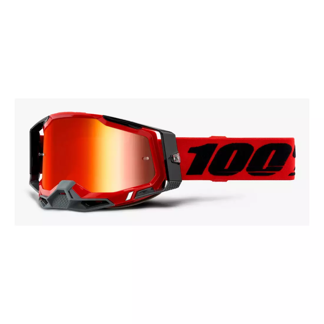 100% bicycle goggles RACECRAFT 2 (red mirror Anti-Fog glass, LT 38%+/-5% + transparent Anti-Fog glass, LT 88%-92% + 10 skidding) attack red STO-50121-251-03