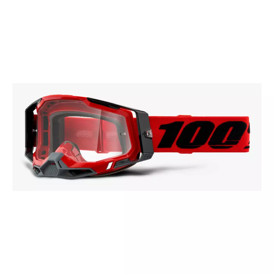 100% bicycle goggles RACECRAFT 2 (red mirror Anti-Fog glass, LT 38%+/-5% + transparent Anti-Fog glass, LT 88%-92% + 10 skidding) attack red STO-50121-251-03