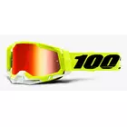100% bicycle goggles RACECRAFT 2 (red mirror Anti-Fog glass, LT 38%+/-5% + transparent Anti-Fog glass, LT 88%-92% + 10 skidding) attack yellow STO-50121-251-04