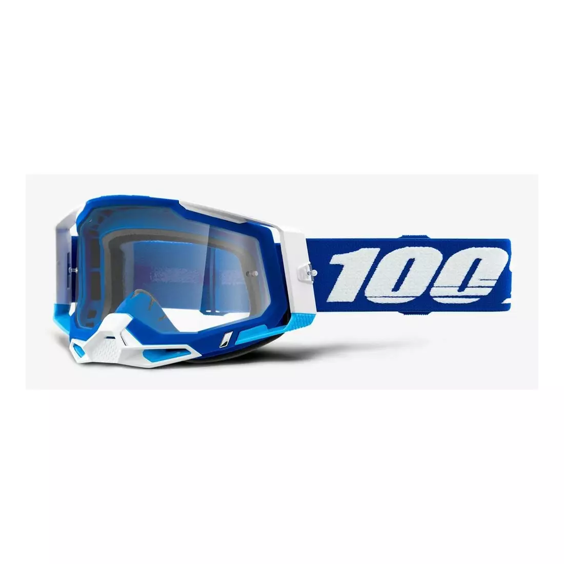 100% bicycle goggles RACECRAFT 2 (transparent Anti-Fog glass, LT 88%-92% + 10 skidding) blue STO-50121-101-02