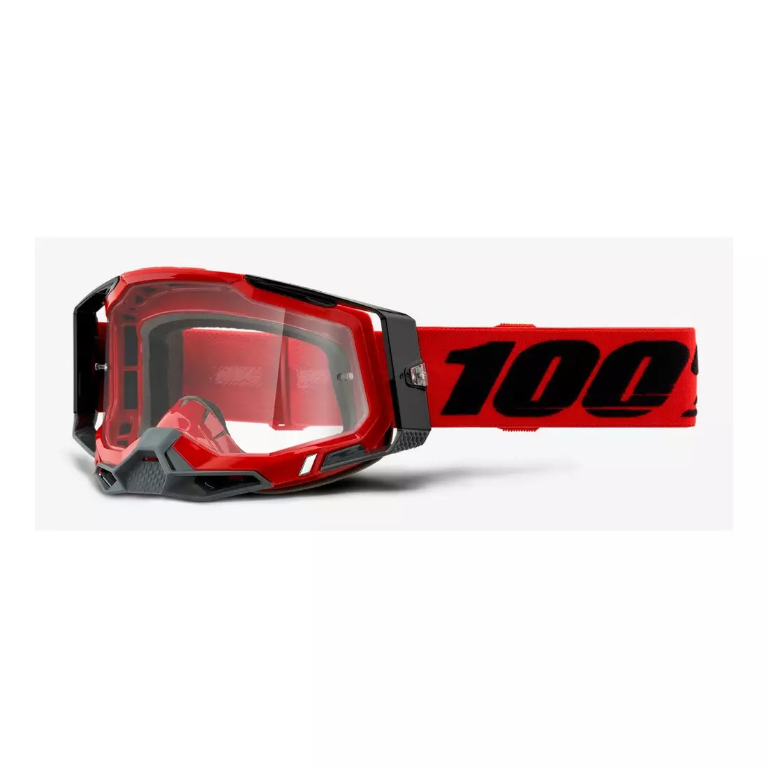 100% bicycle goggles RACECRAFT 2 (transparent Anti-Fog glass, LT 88%-92% + 10 skidding) red STO-50121-101-03