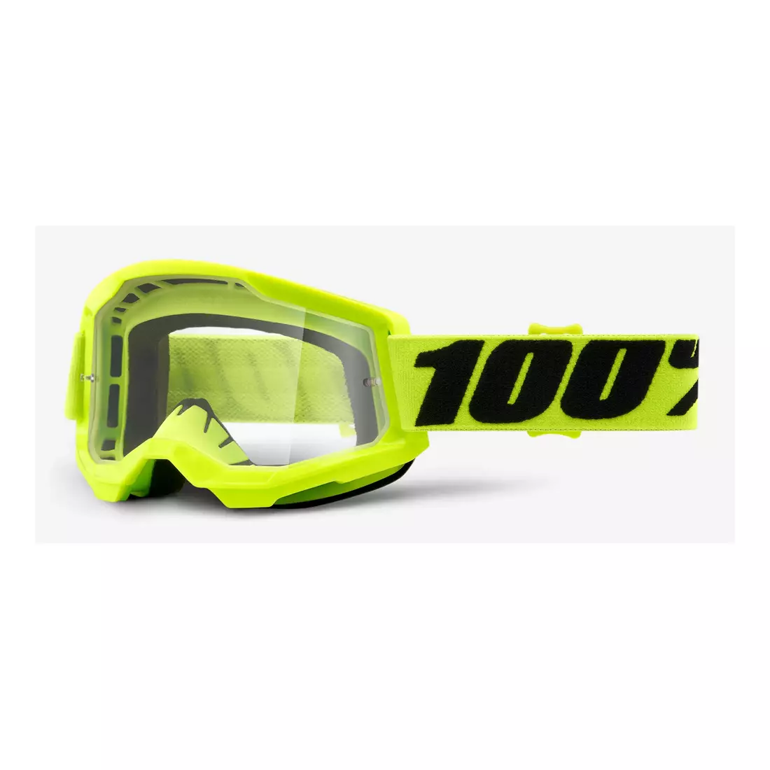 100% bicycle goggles STRATA 2 (transparent Anti-Fog glass, LT 88%-92%) fluo yellow STO-50421-101-04