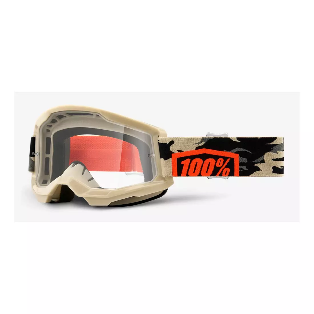 100% bicycle goggles STRATA 2 (transparent Anti-Fog glass, LT 88%-92%) kombat STO-50421-101-10