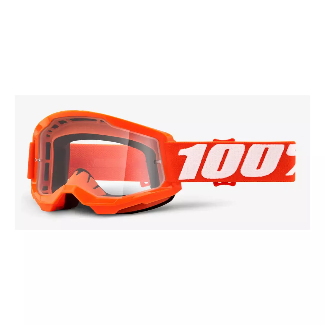 100% bicycle goggles STRATA 2 (transparent Anti-Fog glass, LT 88%-92%) orange STO-50421-101-05
