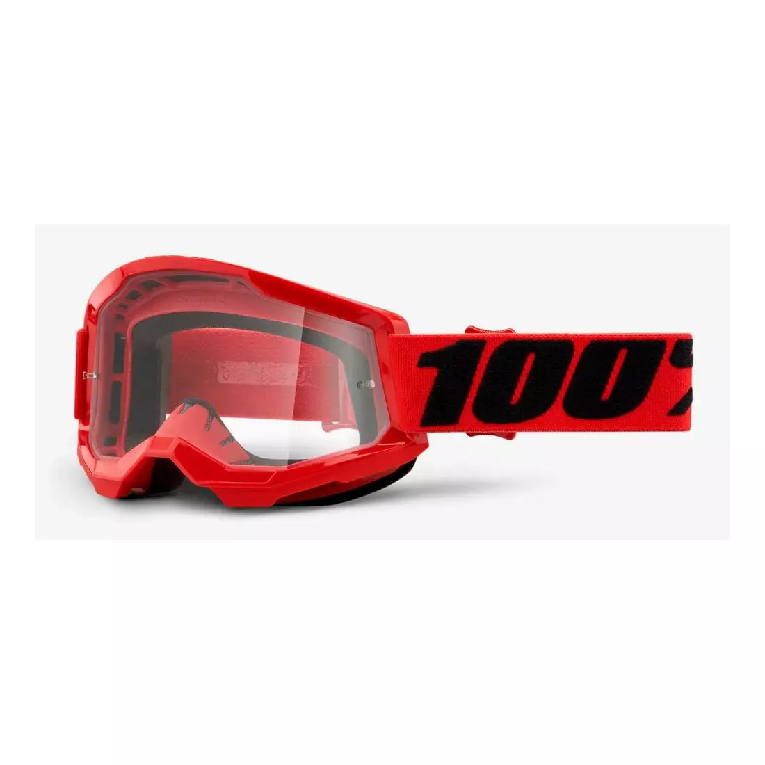 100% bicycle goggles STRATA 2 (transparent Anti-Fog glass, LT 88%-92%) red STO-50421-101-03