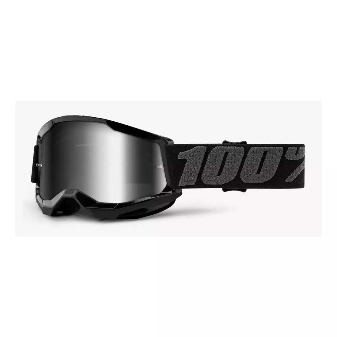100% junior cycling goggles STRATA 2 JUNIOR (silver mirror glass Anti-Fog, LT 25%+/-5%) black STO-50521-252-01