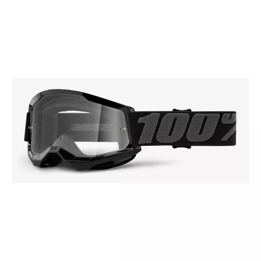 100% junior cycling goggles STRATA 2 JUNIOR (transparent Anti-Fog glass, LT 88%-92%) black STO-50521-101-01