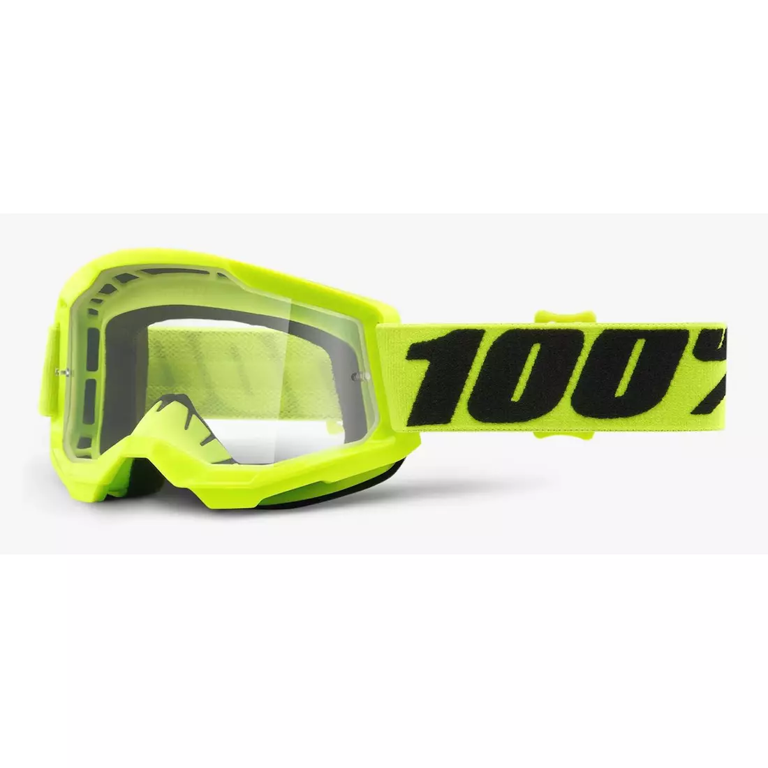100% junior cycling goggles STRATA 2 JUNIOR (transparent Anti-Fog glass, LT 88%-92%) fluo yellow STO-50521-101-04