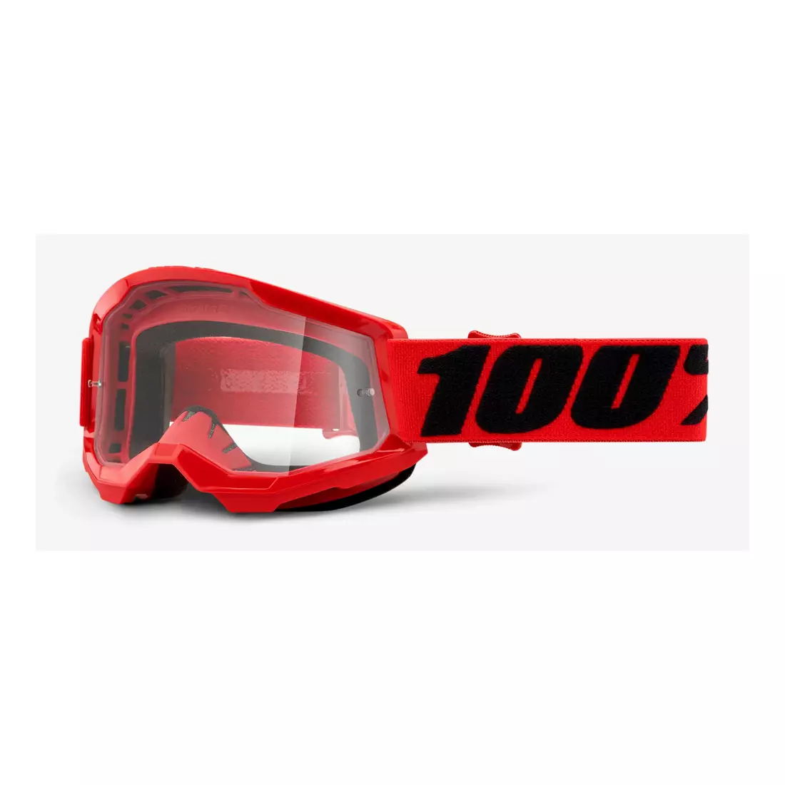 100% junior cycling goggles STRATA 2 JUNIOR (transparent Anti-Fog glass, LT 88%-92%) red STO-50521-101-03