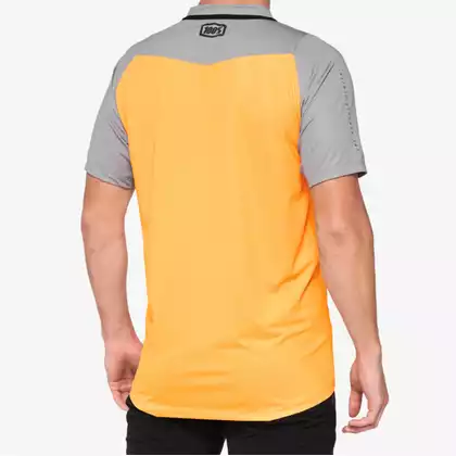 100% CELIUM men's cycling jersey, orange grey 