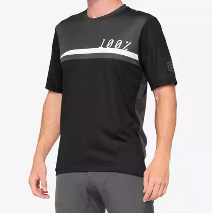 100% men's sports t-shirt with short sleeves AIRMATIC black charcoal STO-41312-376-12