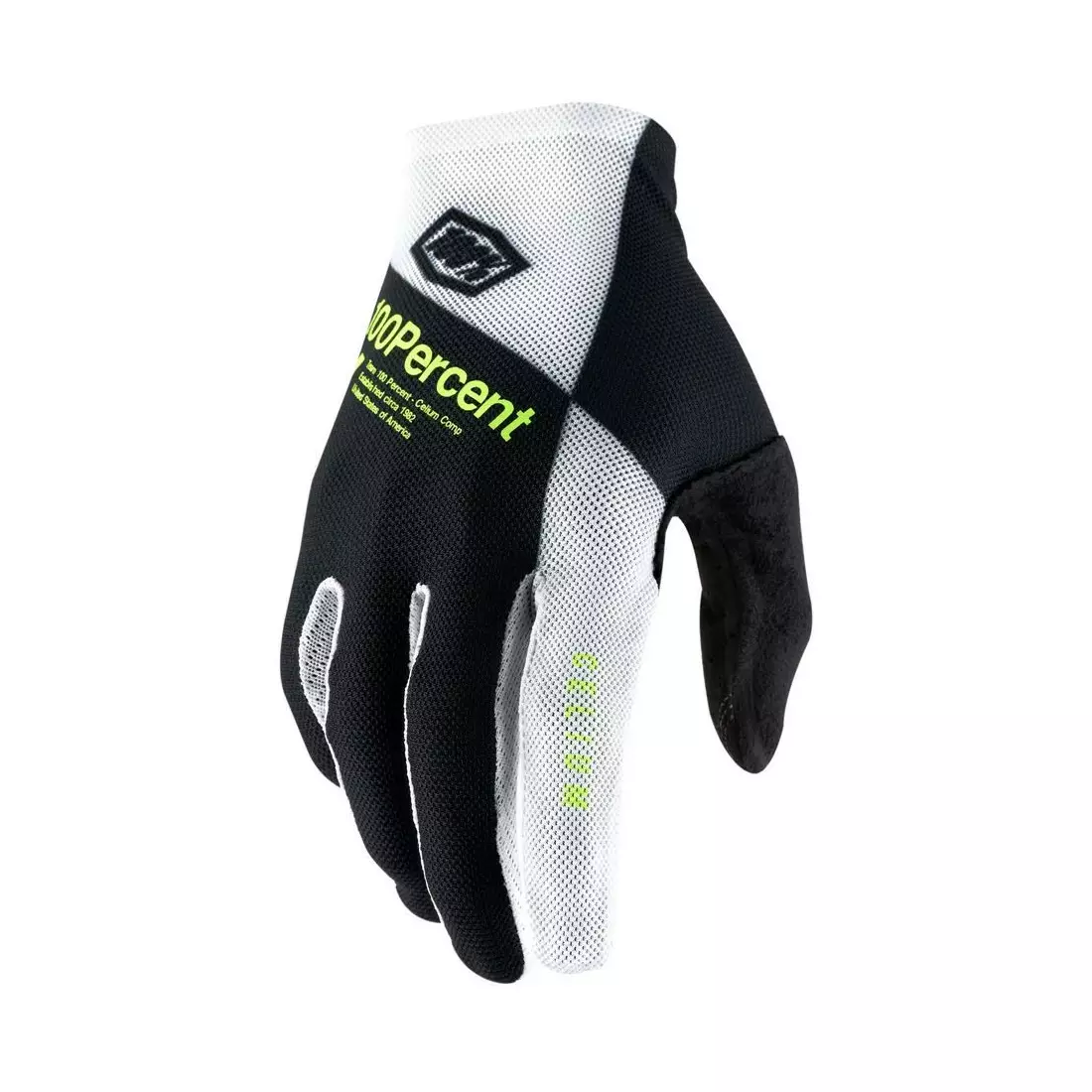 100% men's cycling gloves CELIUM black white fluo yellow STO-10005-442-12